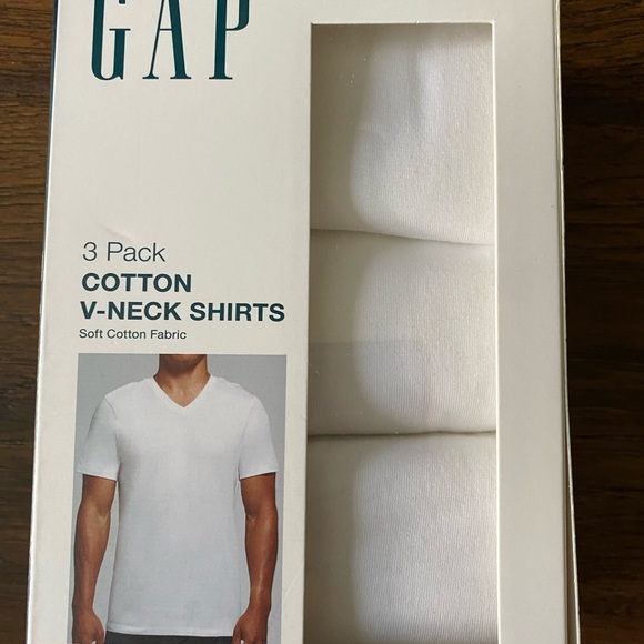 GAP Men's White Cotton V-Neck Tees - Two 3 Pack Boxes NWT - Picture 2 of 4